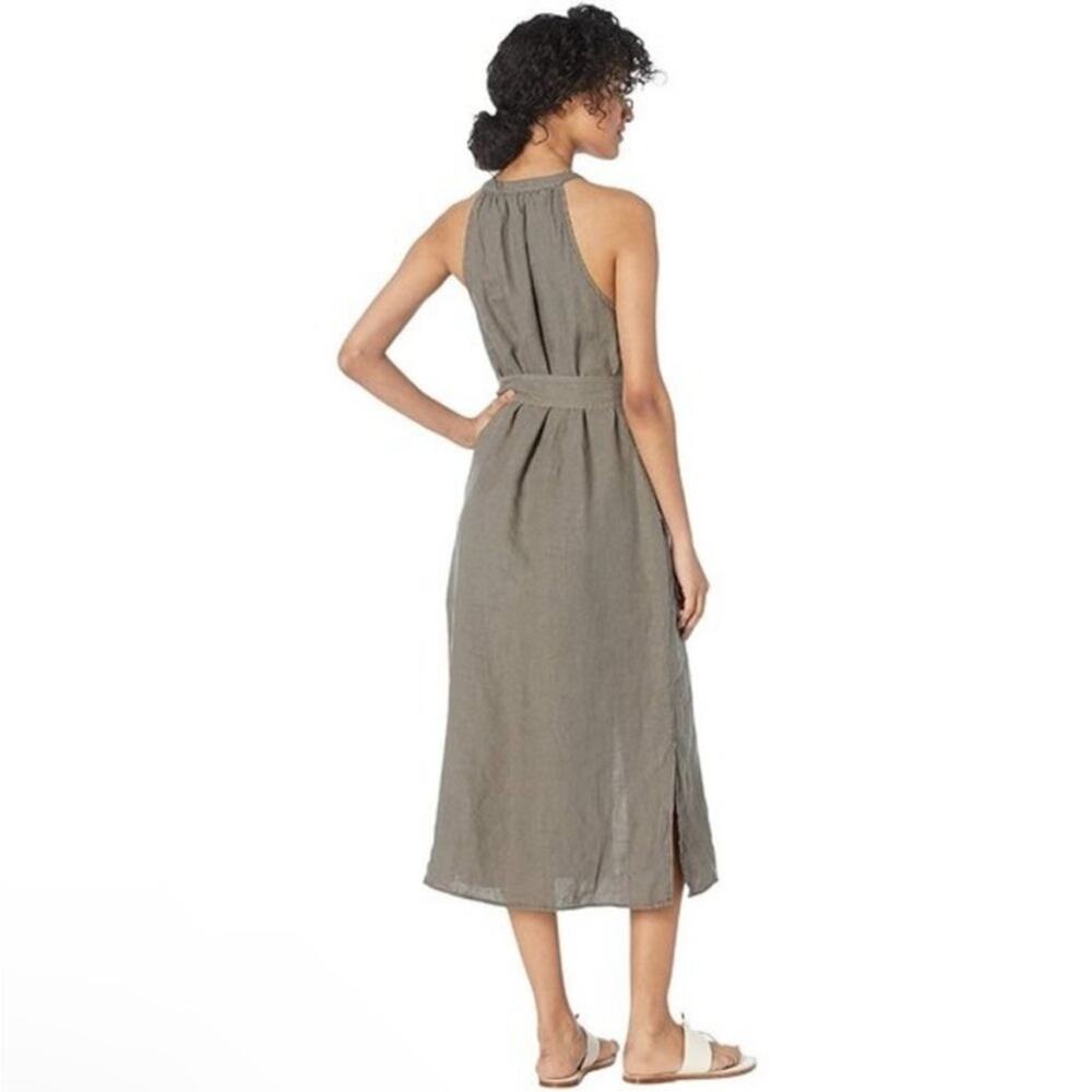 JOIE Edelie Tie Waist Sleeveless Linen Dress - Green - Large Lagenlook - Picture 7 of 15